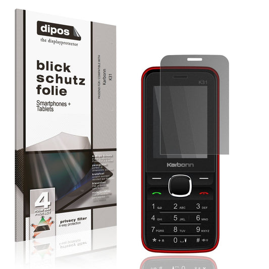 Blickschutzfolie von dipos passend für Karbonn K31, präziser Zuschnitt und blasenfrei montiert