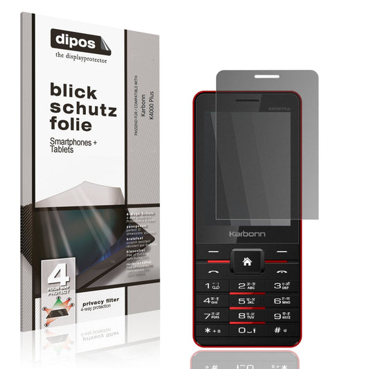 Blickschutzfolie von dipos passend für Karbonn K4000 Plus, präziser Zuschnitt und blasenfrei montiert
