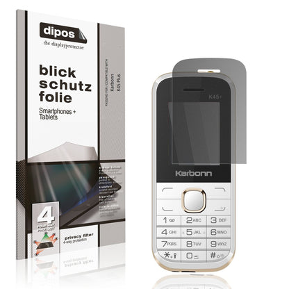 Blickschutzfolie von dipos passend für Karbonn K45 Plus, präziser Zuschnitt und blasenfrei montiert