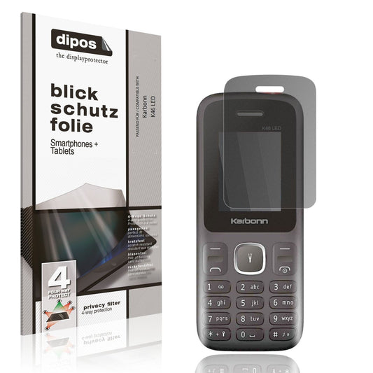 Blickschutzfolie von dipos passend für Karbonn K46 LED, präziser Zuschnitt und blasenfrei montiert