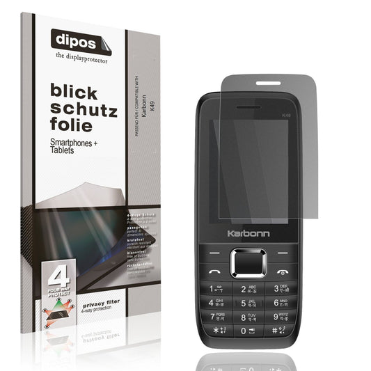 Blickschutzfolie von dipos passend für Karbonn K49, präziser Zuschnitt und blasenfrei montiert