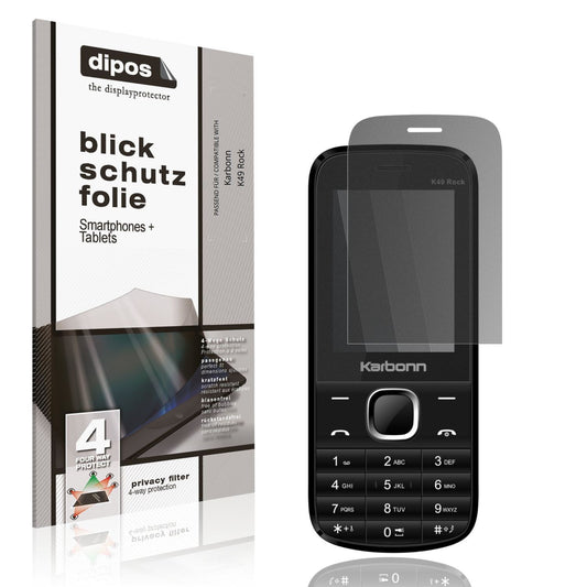 Blickschutzfolie von dipos passend für Karbonn K49 Rock, präziser Zuschnitt und blasenfrei montiert