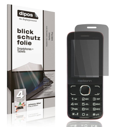 Blickschutzfolie von dipos passend für Karbonn K490 Plus, präziser Zuschnitt und blasenfrei montiert