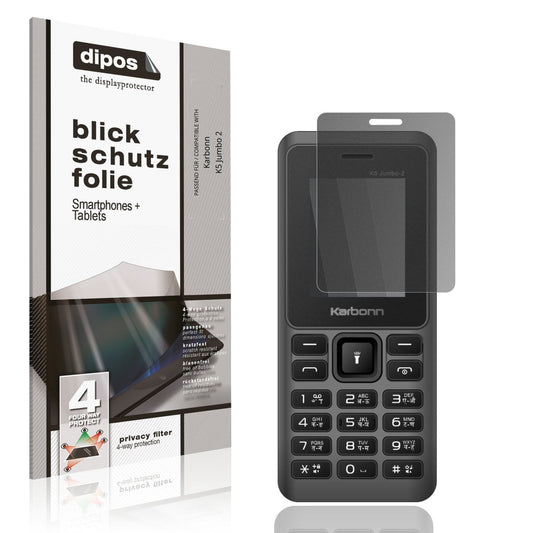 Blickschutzfolie von dipos passend für Karbonn K5 Jumbo 2, präziser Zuschnitt und blasenfrei montiert