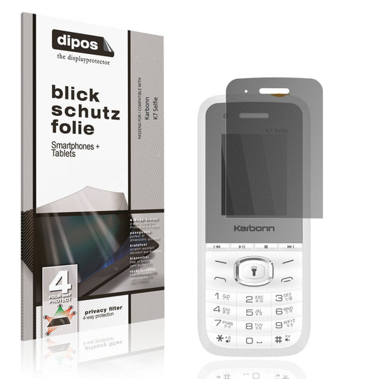 Blickschutzfolie von dipos passend für Karbonn K7 Selfie, präziser Zuschnitt und blasenfrei montiert