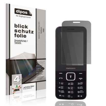 Blickschutzfolie von dipos passend für Karbonn K880, präziser Zuschnitt und blasenfrei montiert