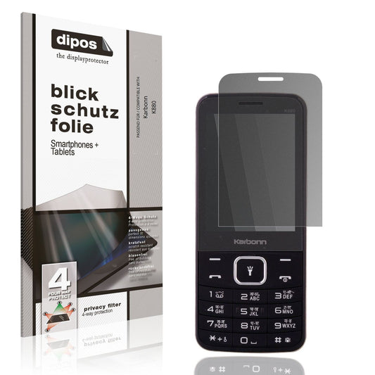 Blickschutzfolie von dipos passend für Karbonn K880, präziser Zuschnitt und blasenfrei montiert