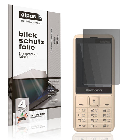 Blickschutzfolie von dipos passend für Karbonn K885 Metal, präziser Zuschnitt und blasenfrei montiert