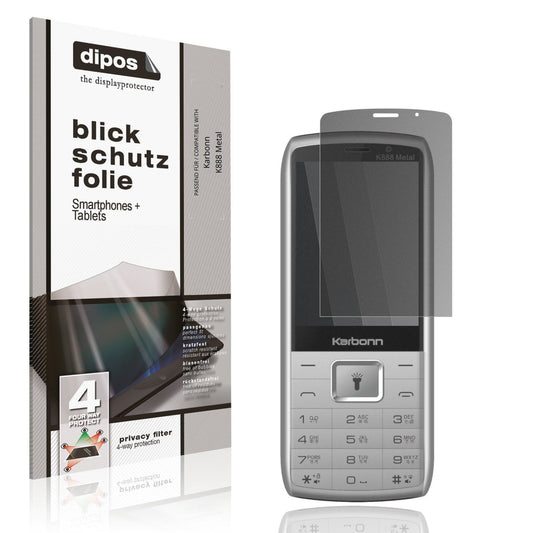 Blickschutzfolie von dipos passend für Karbonn K888 Metal, präziser Zuschnitt und blasenfrei montiert