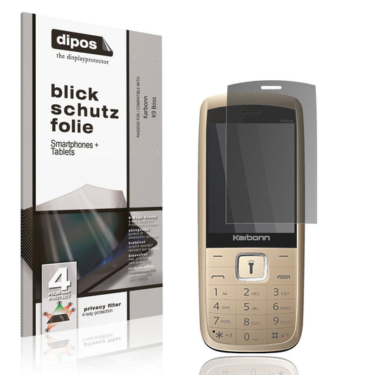 Blickschutzfolie von dipos passend für Karbonn K9 Boss, präziser Zuschnitt und blasenfrei montiert