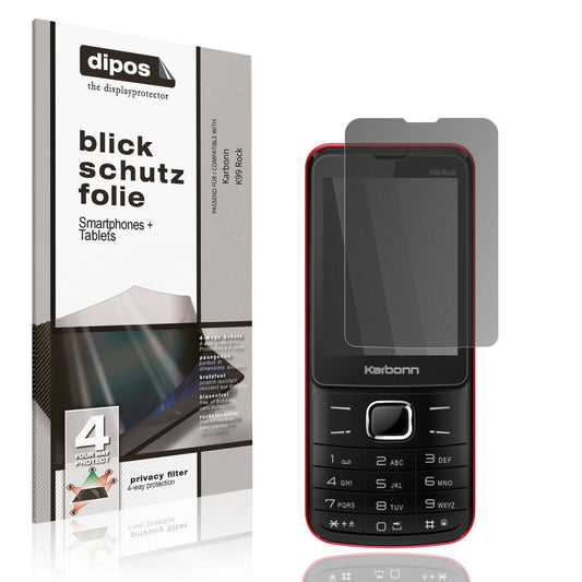 Blickschutzfolie von dipos passend für Karbonn K99 Rock, präziser Zuschnitt und blasenfrei montiert