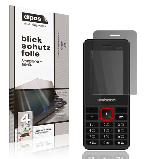 Blickschutzfolie von dipos passend für Karbonn KX21, präziser Zuschnitt und blasenfrei montiert