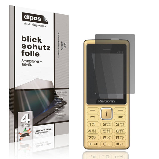Blickschutzfolie von dipos passend für Karbonn KX25, präziser Zuschnitt und blasenfrei montiert