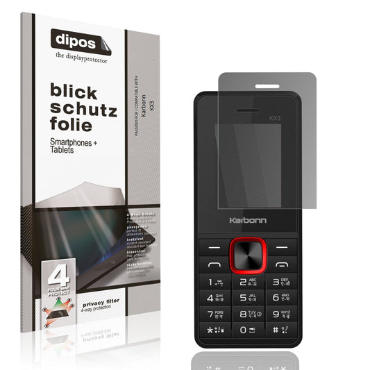 Blickschutzfolie von dipos passend für Karbonn KX3, präziser Zuschnitt und blasenfrei montiert
