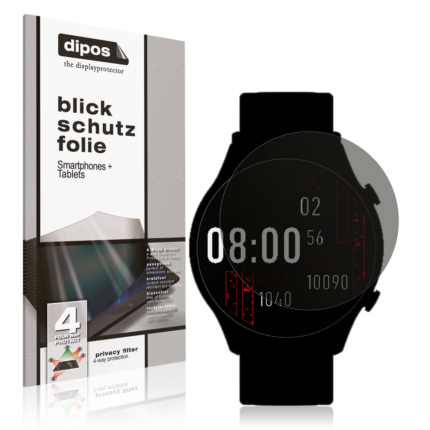 Blickschutzfolie von dipos passend für Kieslect Calling Watch KR Pro, präziser Zuschnitt und blasenfrei montiert