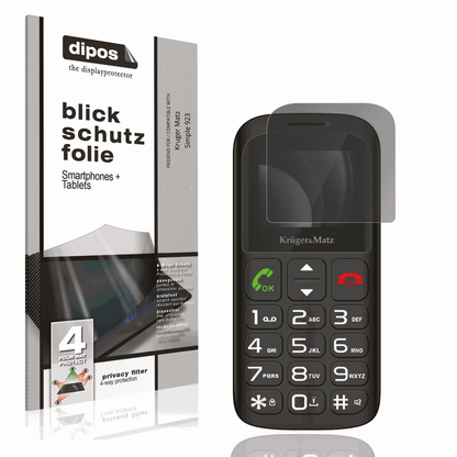 Blickschutzfolie von dipos passend für Kruger Matz Simple 923, präziser Zuschnitt und blasenfrei montiert