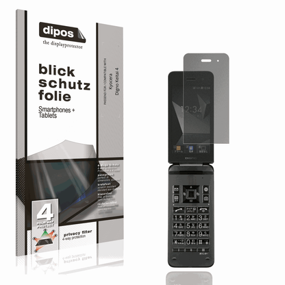 Blickschutzfolie von dipos passend für Kyocera Digno Keitai 4, präziser Zuschnitt und blasenfrei montiert