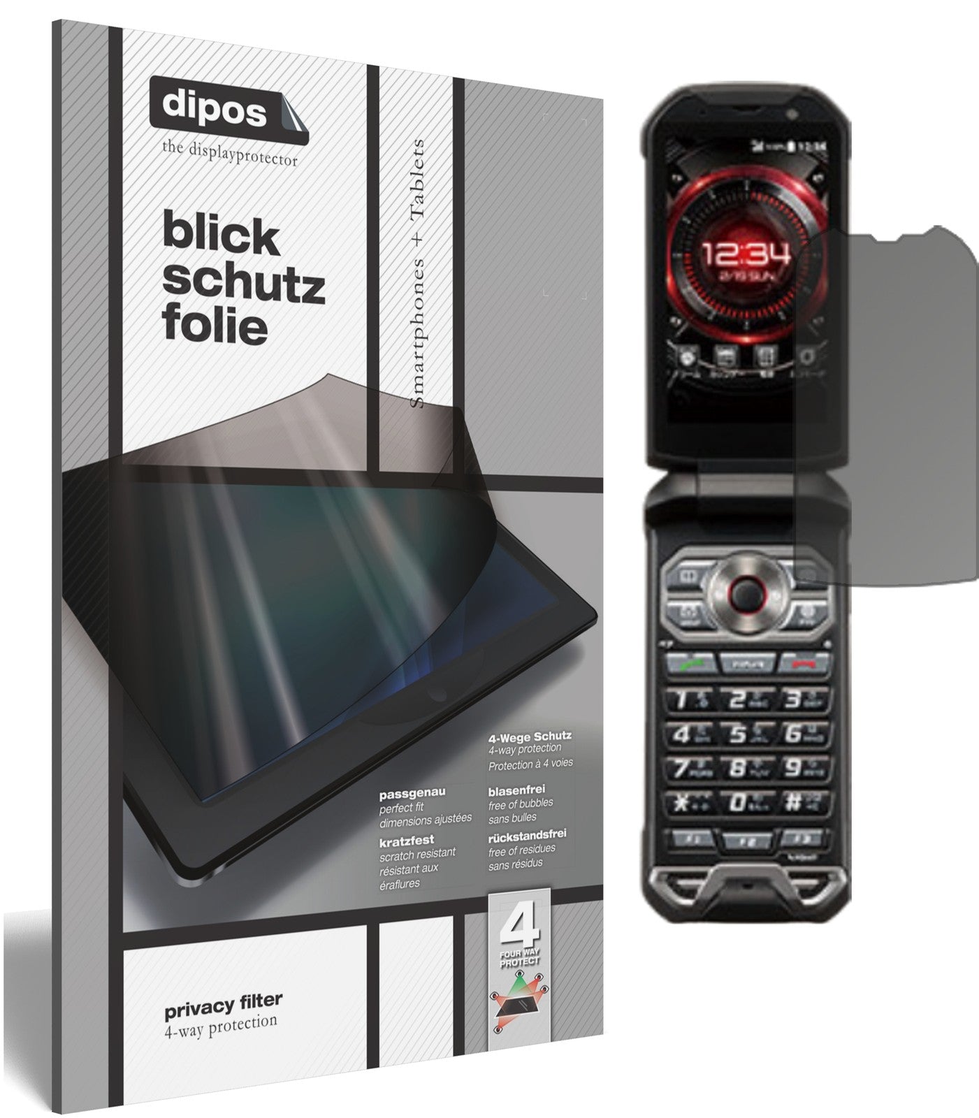 Blickschutzfolie von dipos passend für Kyocera Torque X01, präziser Zuschnitt und blasenfrei montiert