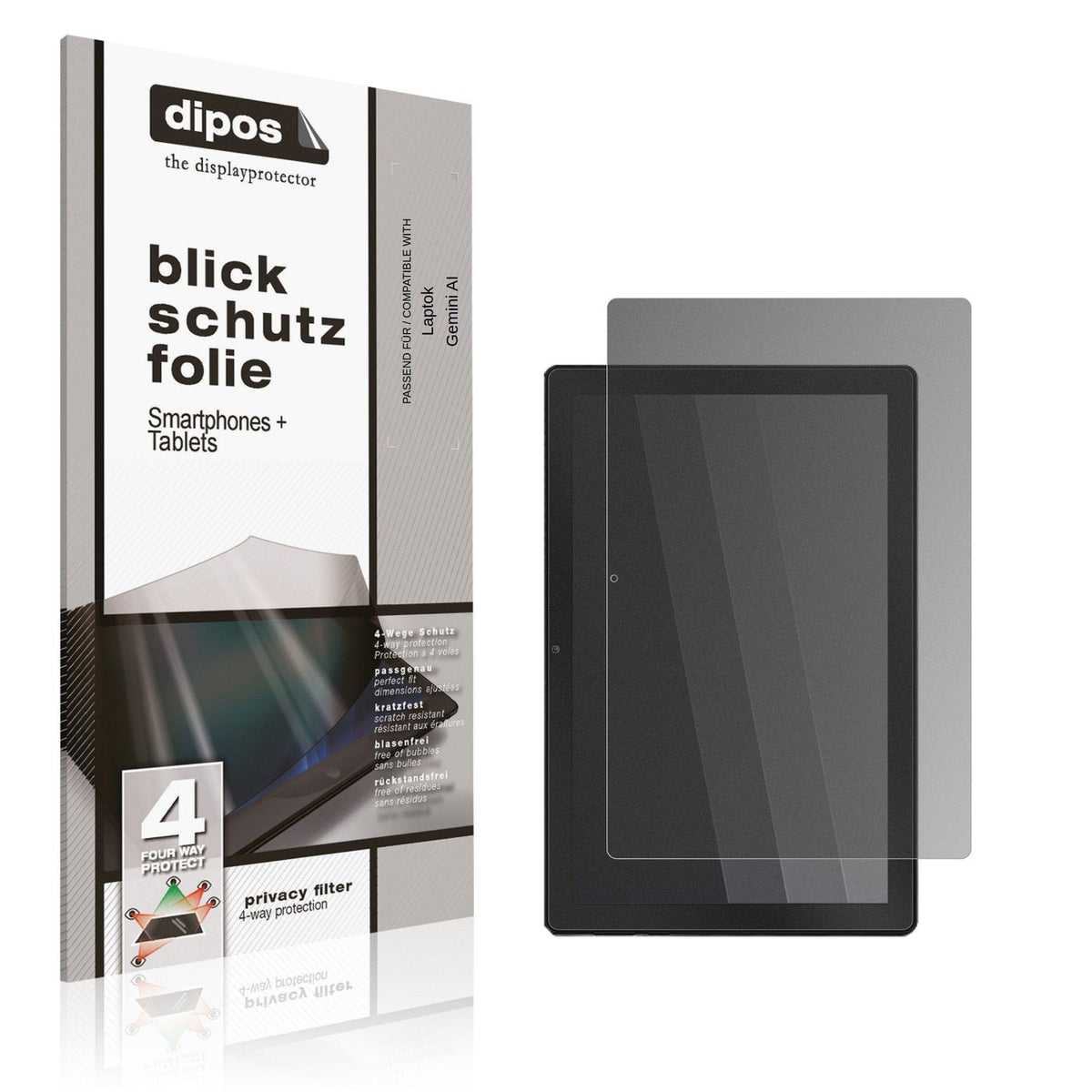 Displayschutz mit Blickschutzfilter-Effekt zur Unterstützung beim Schutz sensibler Daten
