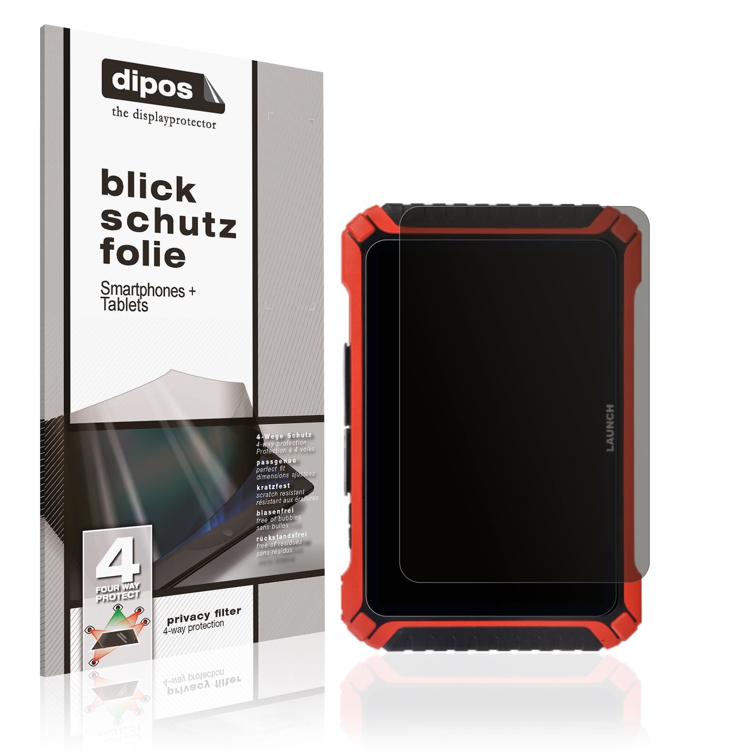Blickschutzfolie von dipos passend für Launch X-431 Pad IX, präziser Zuschnitt und blasenfrei montiert