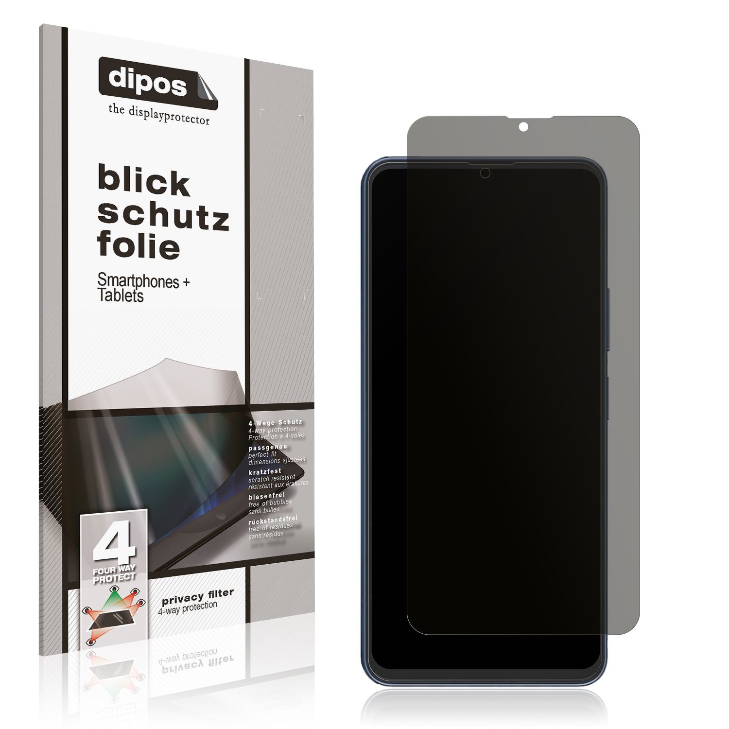 Blickschutzfolie von dipos passend für Lava Blaze Dragon 5G, präziser Zuschnitt und blasenfrei montiert
