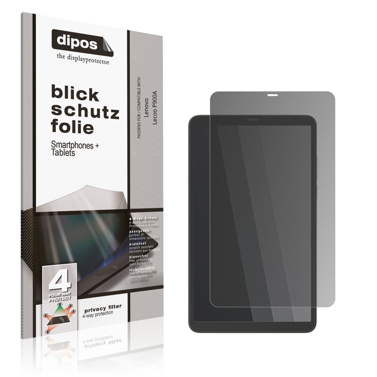 Blickschutzfolie von dipos passend für Lenovo Lecoo P900A, präziser Zuschnitt und blasenfrei montiert