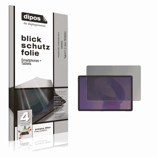 Blickschutzfolie von dipos passend für Lenovo Tab K11 2. Gen TB336ZU, präziser Zuschnitt und blasenfrei montiert