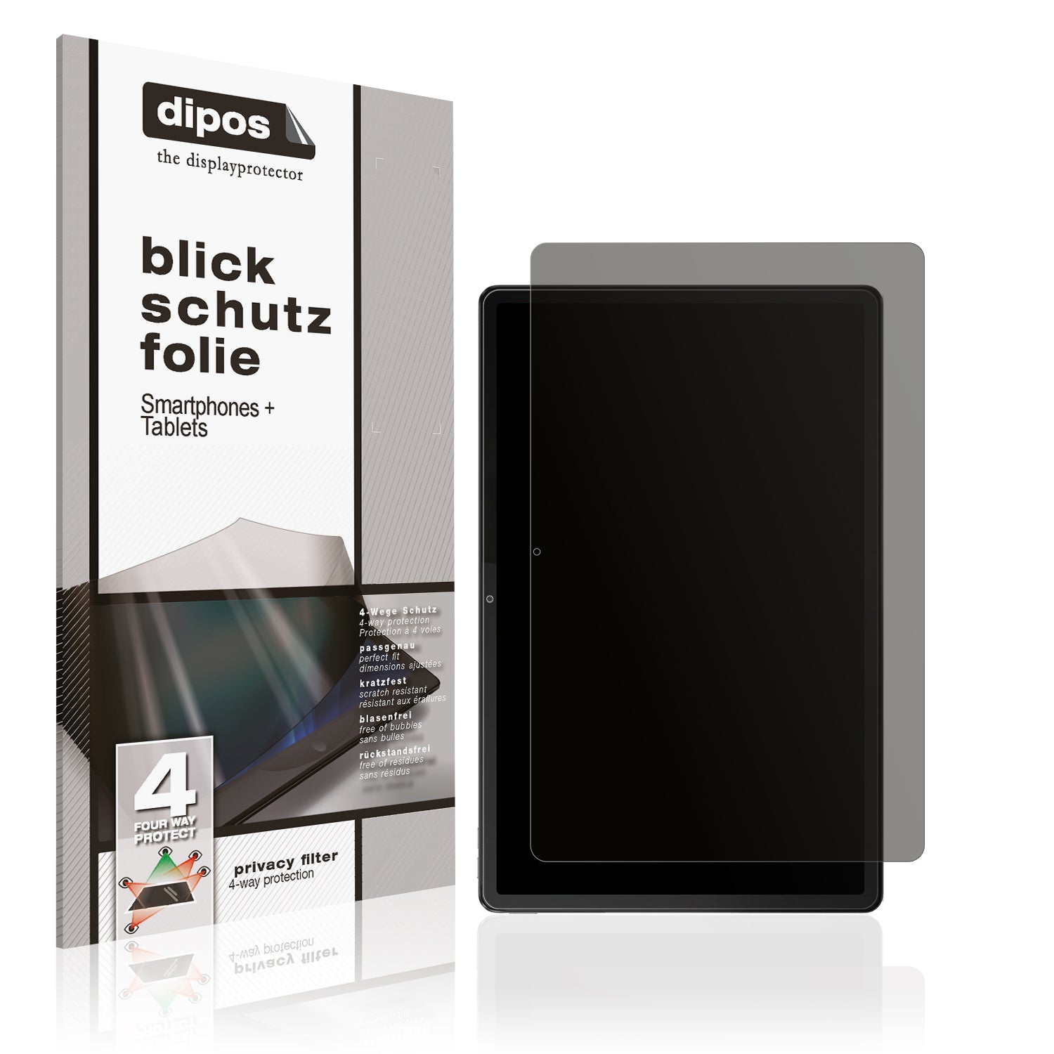 Blickschutzfolie von dipos passend für Lenovo Tab P12, präziser Zuschnitt und blasenfrei montiert