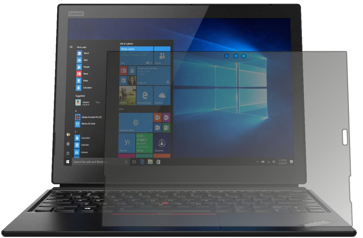 Blickschutzfolie von dipos passend für Lenovo ThinkPad X1 Tablet 3. Gen., präziser Zuschnitt und blasenfrei montiert