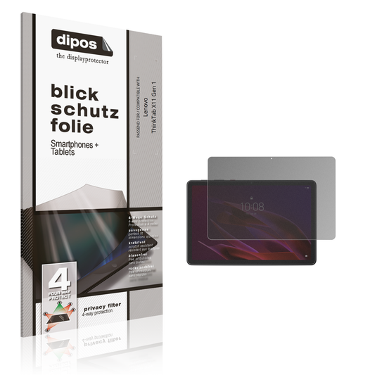 Blickschutzfolie von dipos passend für Lenovo ThinkTab X11 Gen 1, präziser Zuschnitt und blasenfrei montiert