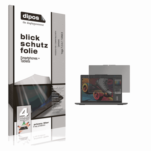 Blickschutzfolie von dipos passend für Lenovo Yoga 7 2-in-1 14IML9, präziser Zuschnitt und blasenfrei montiert