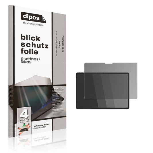 Blickschutzfolie von dipos passend für Lenovo Yoga Tab Gen 2, präziser Zuschnitt und blasenfrei montiert