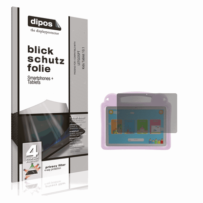 Blickschutzfolie von dipos passend für LETGOSPT Kids Tablet 10.1, präziser Zuschnitt und blasenfrei montiert