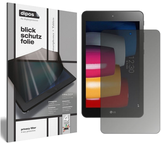 Blickschutzfolie von dipos passend für LG G Pad 4, präziser Zuschnitt und blasenfrei montiert