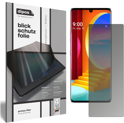 Blickschutzfolie von dipos passend für LG Velvet 4G, präziser Zuschnitt und blasenfrei montiert