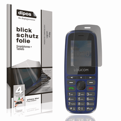 Blickschutzfolie von dipos passend für Logicom P199e, präziser Zuschnitt und blasenfrei montiert