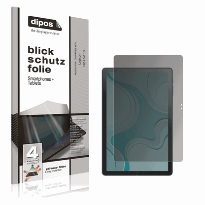 Blickschutzfolie von dipos passend für Logicom Tab Fold 10, präziser Zuschnitt und blasenfrei montiert