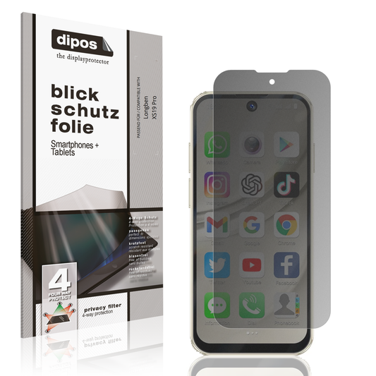 Blickschutzfolie von dipos passend für Longben XS19 Pro, präziser Zuschnitt und blasenfrei montiert