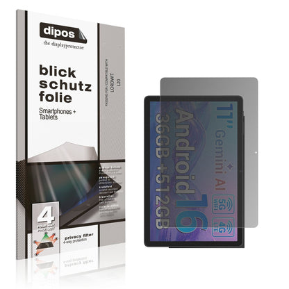 Blickschutzfolie von dipos passend für LORDWIT L20, präziser Zuschnitt und blasenfrei montiert