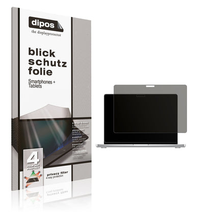 Blickschutzfolie von dipos passend für MacBook Pro M4 14 Zoll 2024, präziser Zuschnitt und blasenfrei montiert
