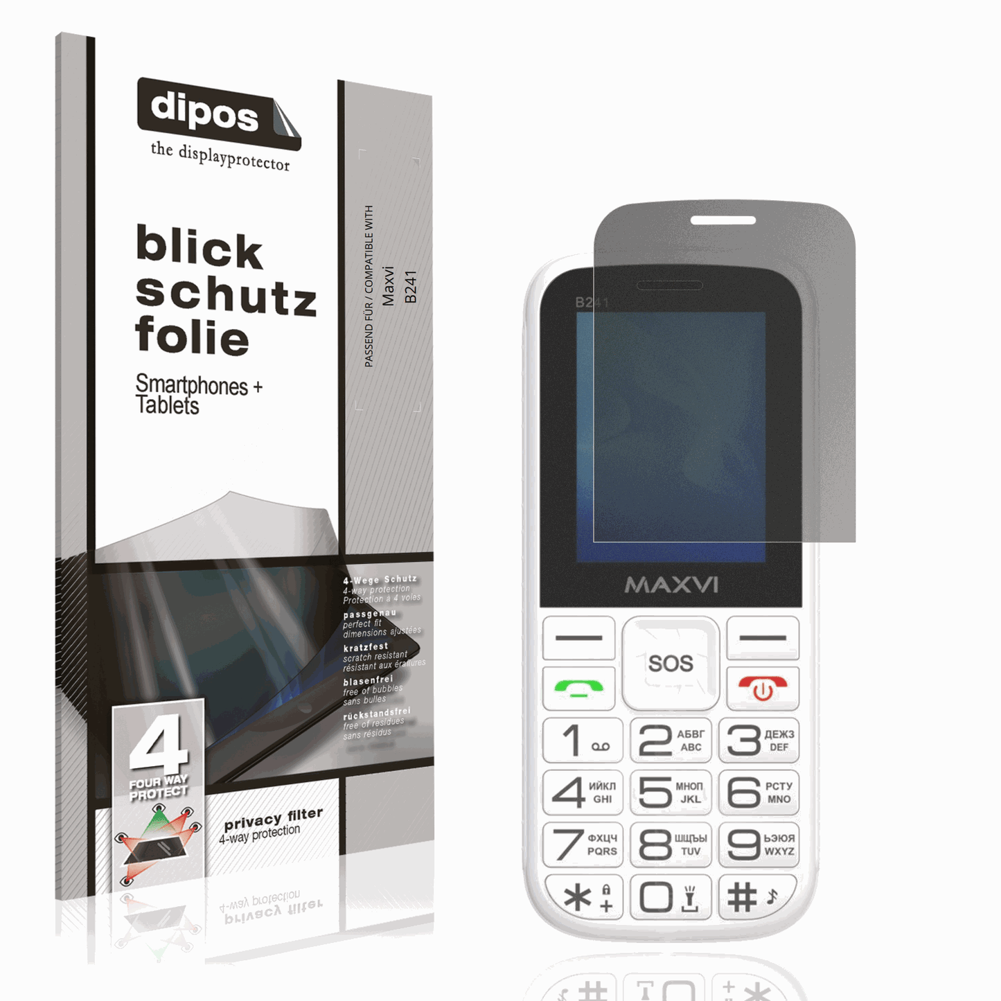 Blickschutzfolie von dipos passend für Maxvi B241, präziser Zuschnitt und blasenfrei montiert
