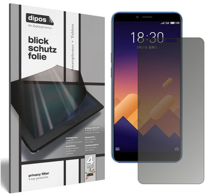 Blickschutzfolie von dipos passend für Meizu E3, präziser Zuschnitt und blasenfrei montiert