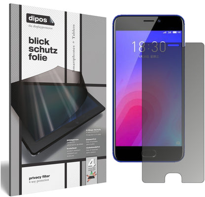 Blickschutzfolie von dipos passend für Meizu M6, präziser Zuschnitt und blasenfrei montiert