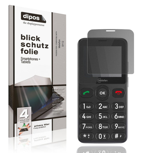 Blickschutzfolie von dipos passend für Melefon D112, präziser Zuschnitt und blasenfrei montiert