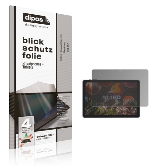 Blickschutzfolie von dipos passend für Mentume K30 10.1, präziser Zuschnitt und blasenfrei montiert