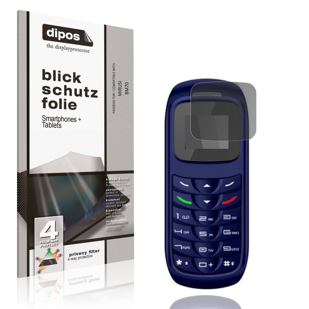 Blickschutzfolie von dipos passend für MiRUSI BM70, präziser Zuschnitt und blasenfrei montiert