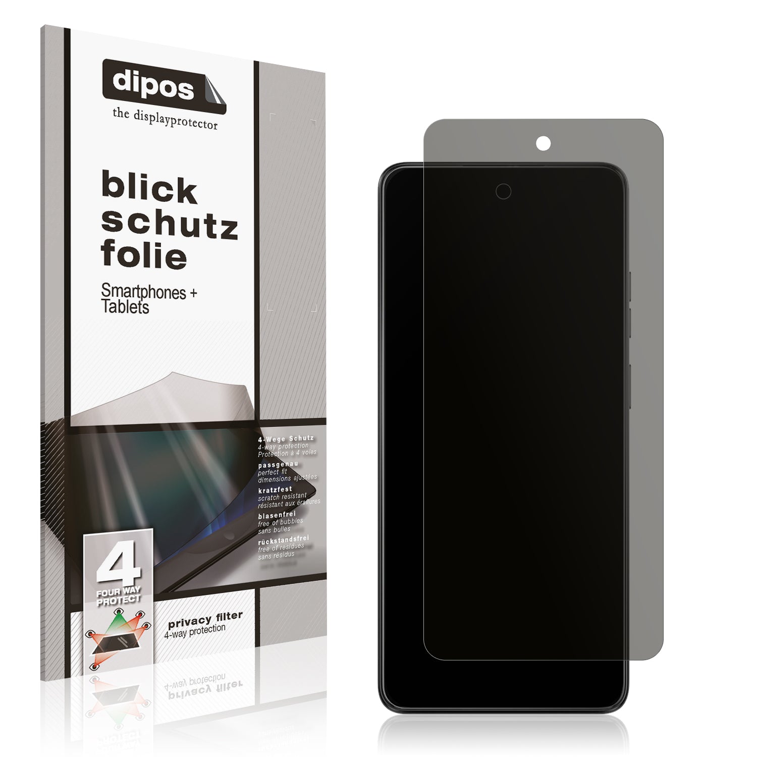 Blickschutzfolie von dipos passend für Motorola Moto E14, präziser Zuschnitt und blasenfrei montiert