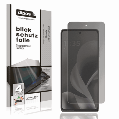 Blickschutzfolie von dipos passend f�r Motorola Moto G Power 2026, pr�ziser Zuschnitt und blasenfrei montiert