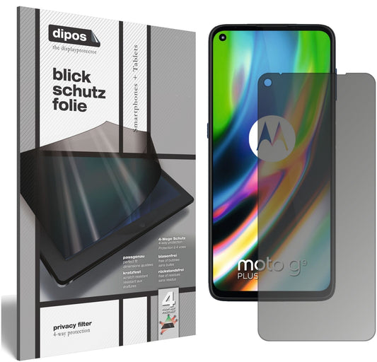 Blickschutzfolie von dipos passend für Motorola Moto G9 Plus, präziser Zuschnitt und blasenfrei montiert