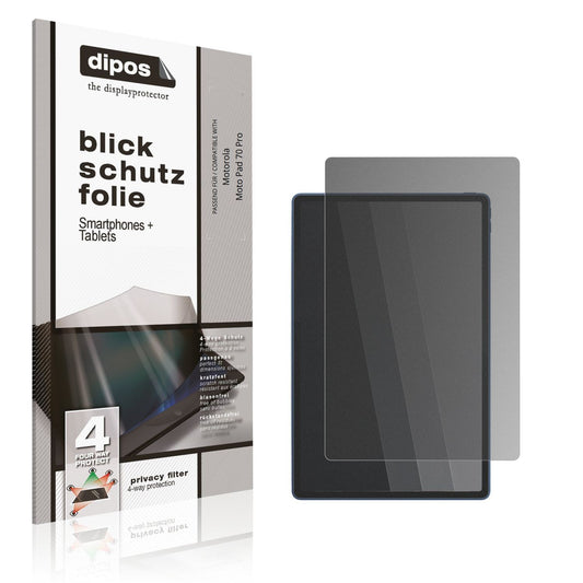 Blickschutzfolie von dipos passend für Motorola Moto Pad 70 Pro, präziser Zuschnitt und blasenfrei montiert